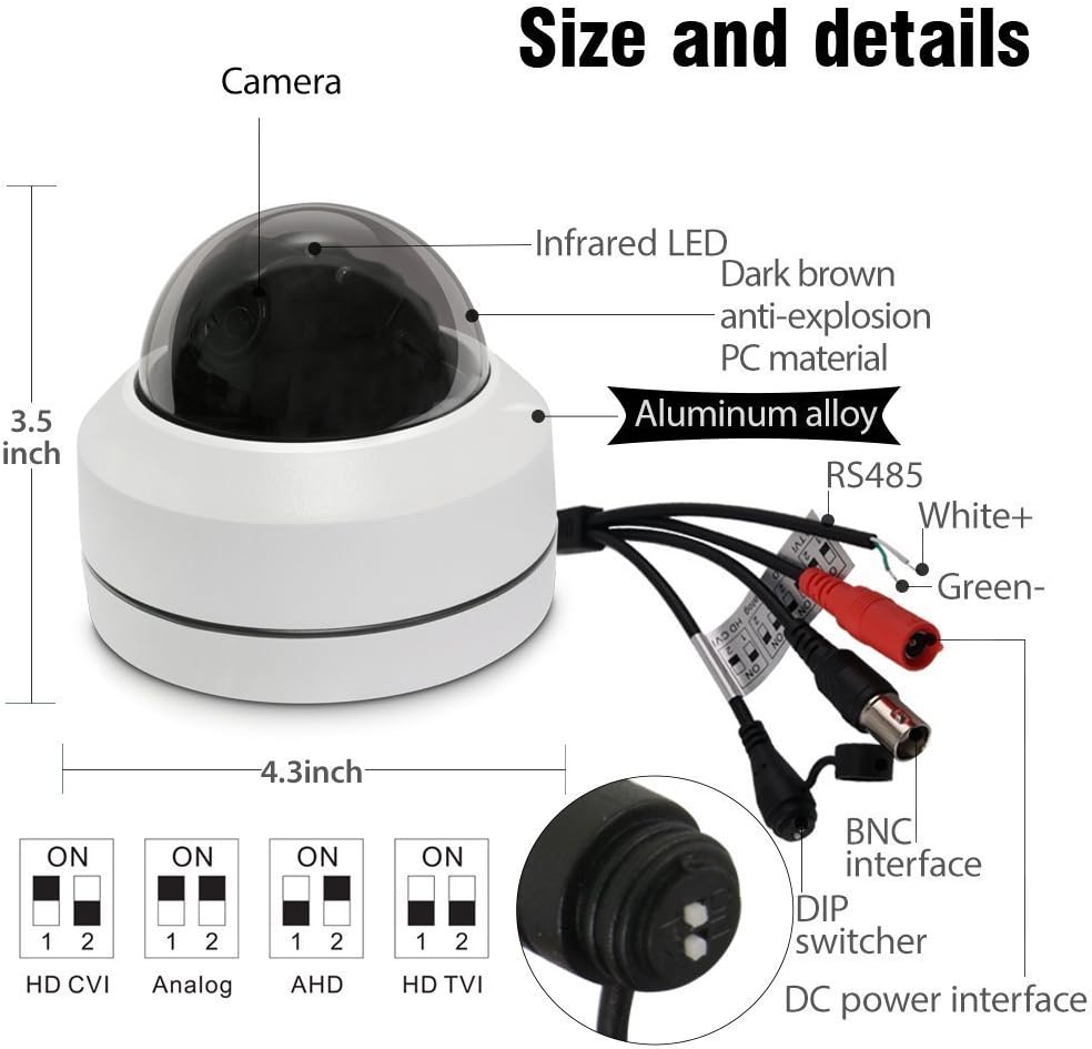 Analog PTZ Camera Outdoor Mini HD 1080P 4X Zoom CCTV Camera with Night Vision IP66 Waterproof J745884