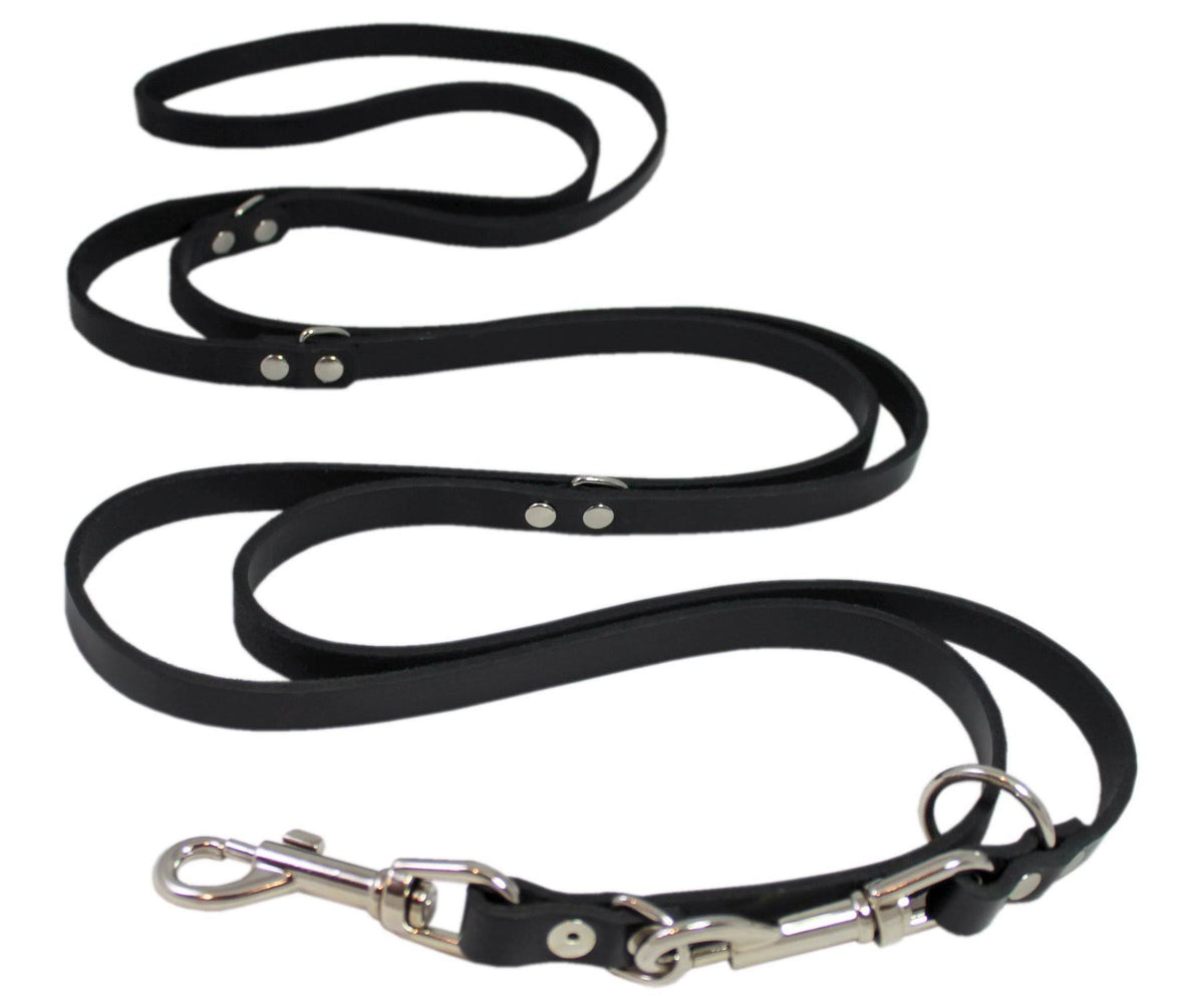 Adjustable Leather Dog Leash Black 60" S885
