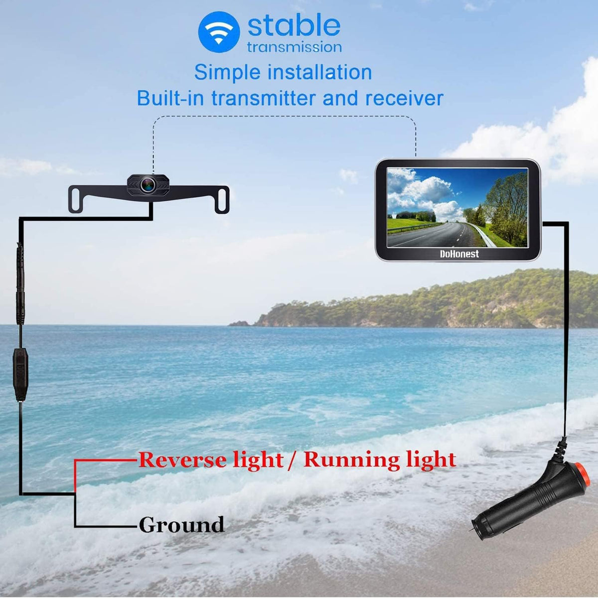Wireless HD 1080P Backup Camera with 7 Inch Monitor Y350260