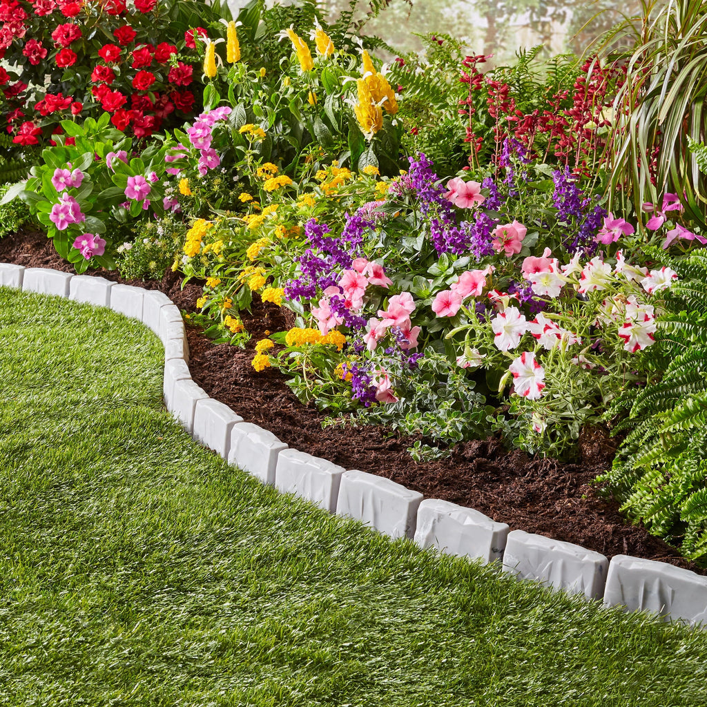 Faux Stone No-Dig Landscape Edging 10-ft. Plastic Gray E782889