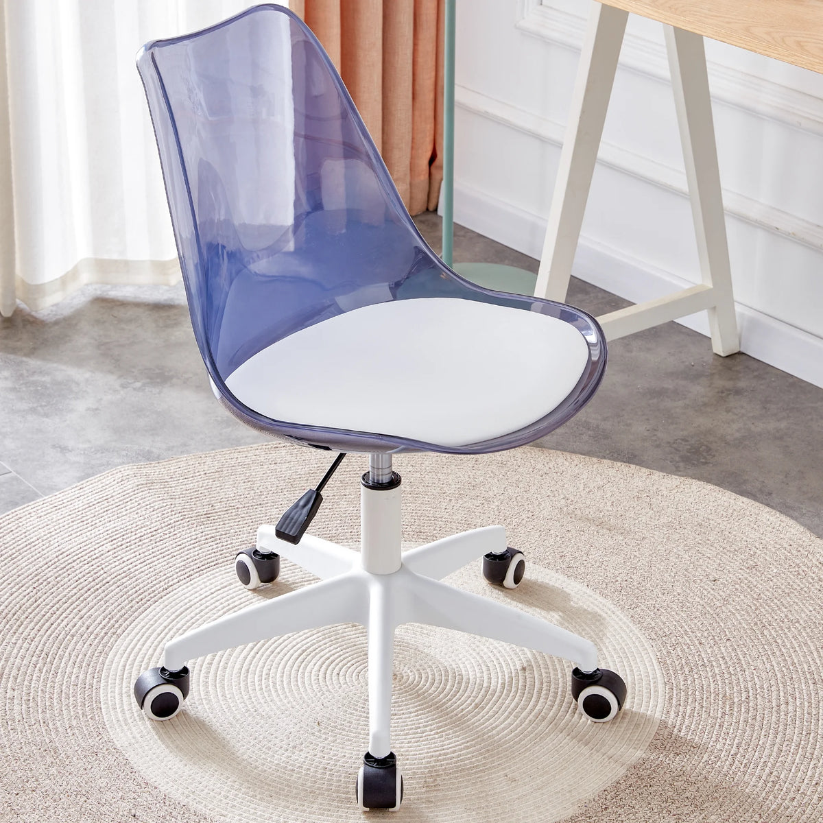 Midnight blue adjustable 360 swivel armless computer chair W4992