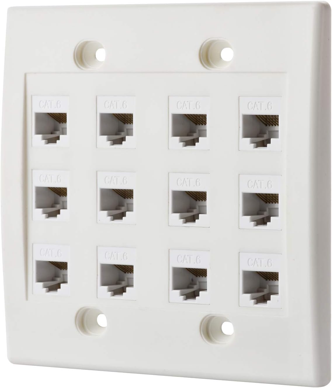 Cat6 Keystone Ethernet Wall Plate Female to Female White 6 Port Pack of 2 V62203