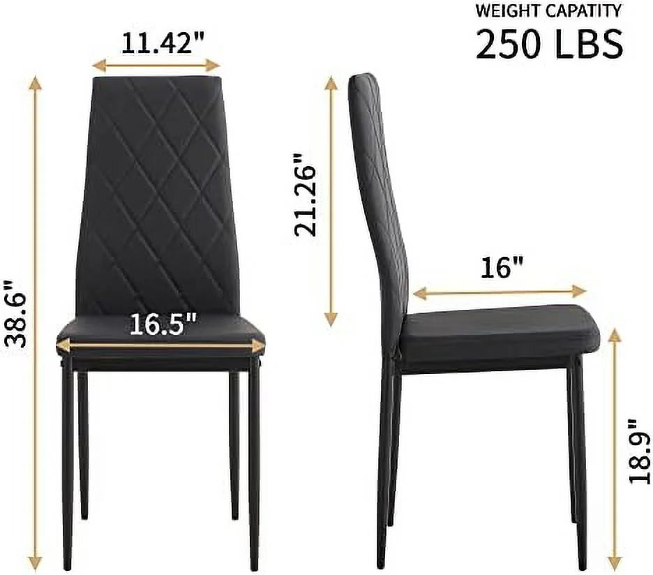 Dining Chairs Set of 6 High Back PU Leather Metal Legs K901