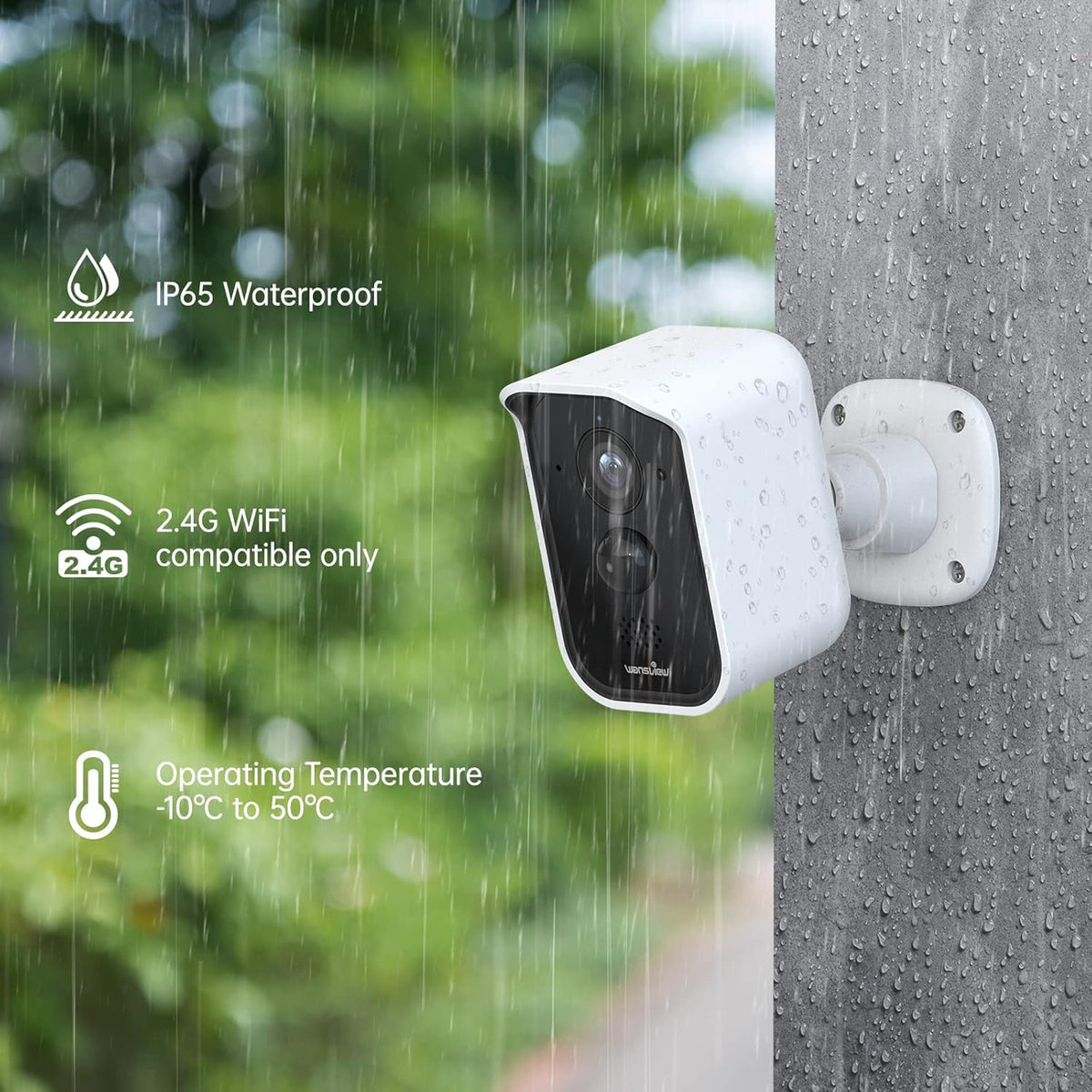 1080P HD Wireless Rechargeable Battery Powered WiFi Security Camera with PIR Motion Detection, 2 Way Audio, Waterproof I25974