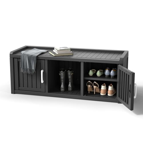 Waterproof UV-Resistant Storage Bench with Adjustable Shelves C507958