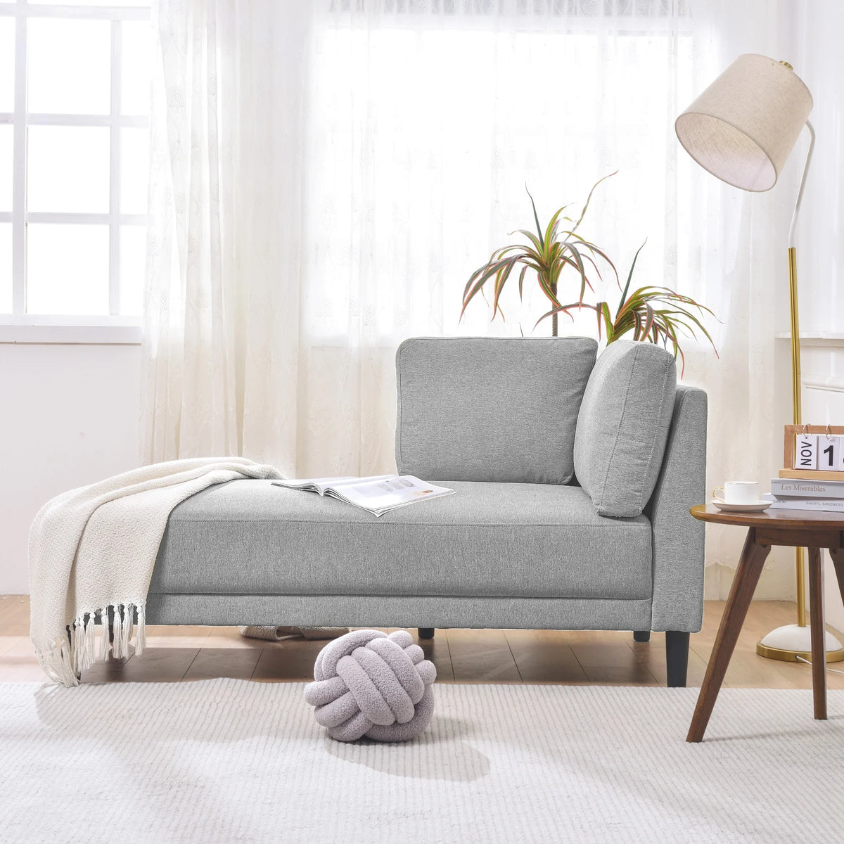 Grey Upholstered Corner Lounge Chair Q4479