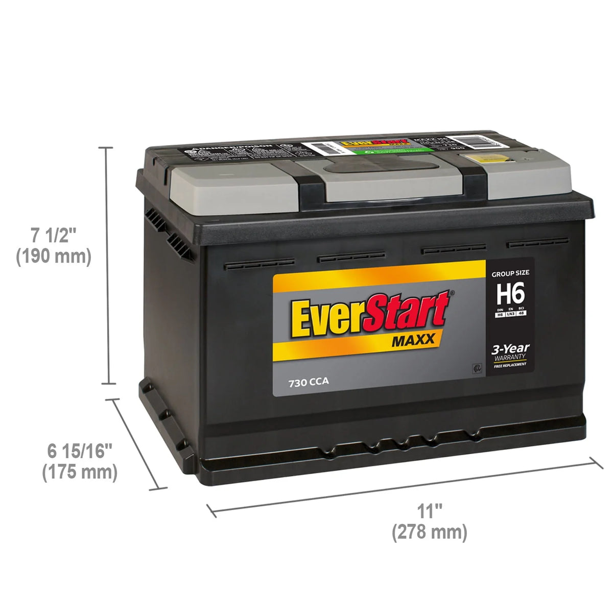 Lead Acid Automotive Battery Group Size H6 12 Volt 730 CCA A29833