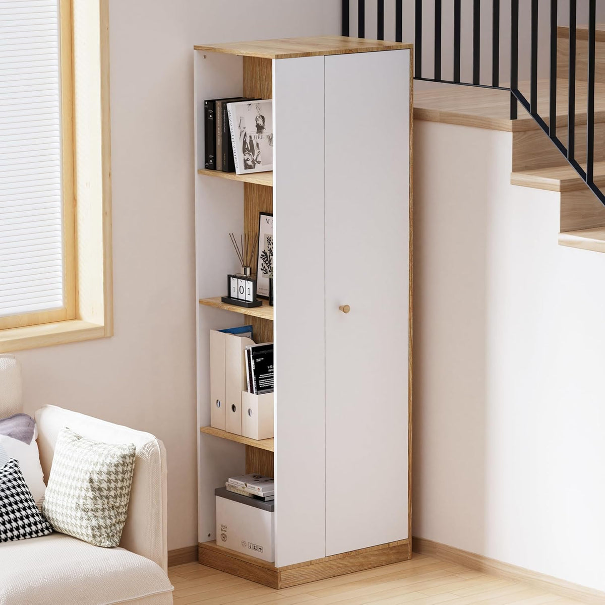 White Wardrobe Closet with Hanging Rail, 16" D x 24" W x 71" H G199363