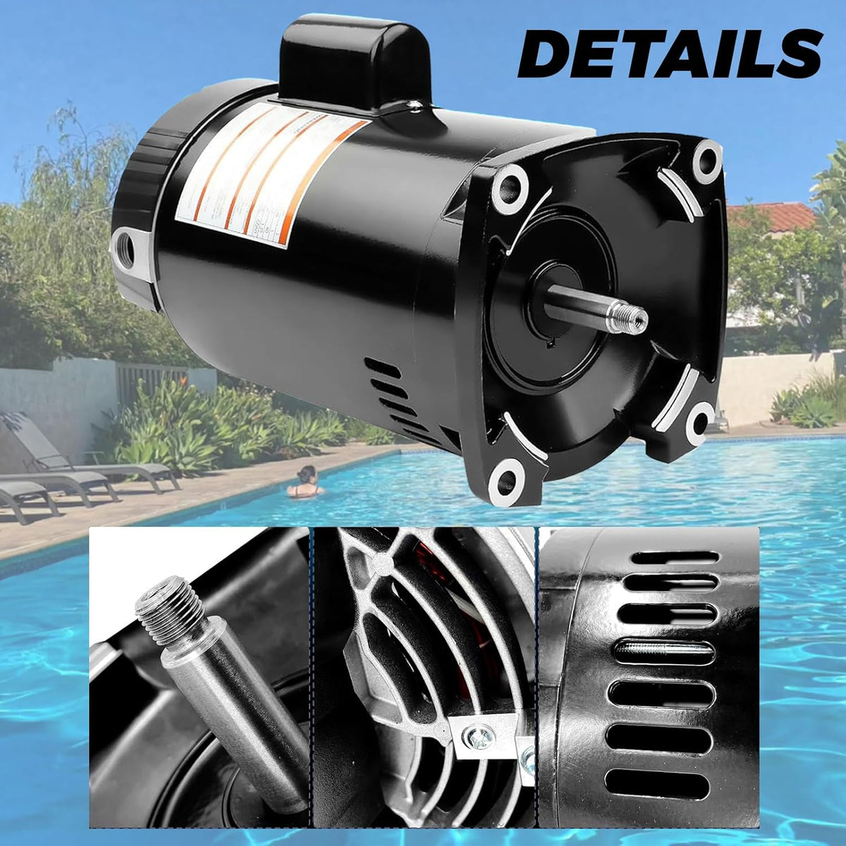 1HP 230/115V Square Flange Pool Pump Motor R700890