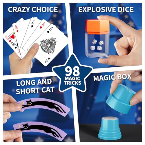 130 Magic Tricks Set with Magician Costume and Magic Wand Z46759