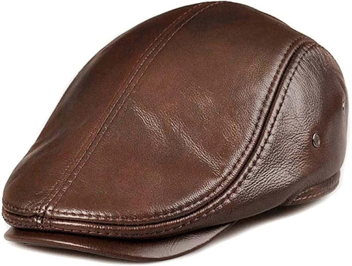 Adjustable Leather Newsboy Cap W8301