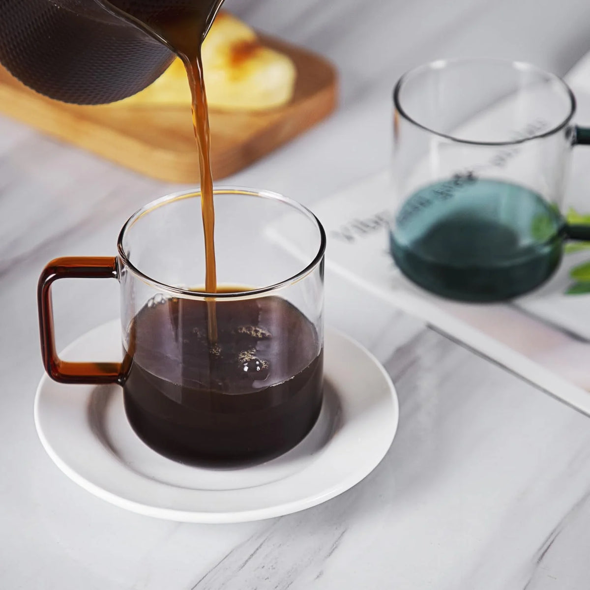Clear 12oz Borosilicate Glass Espresso Cups Set of 2 Y729