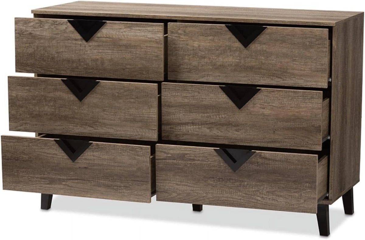 Light Brown Wood 6-Drawer Chest C4623