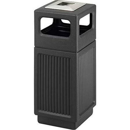Black 15 Gallon Recessed Panel Trash Can with Ash Urn W42308