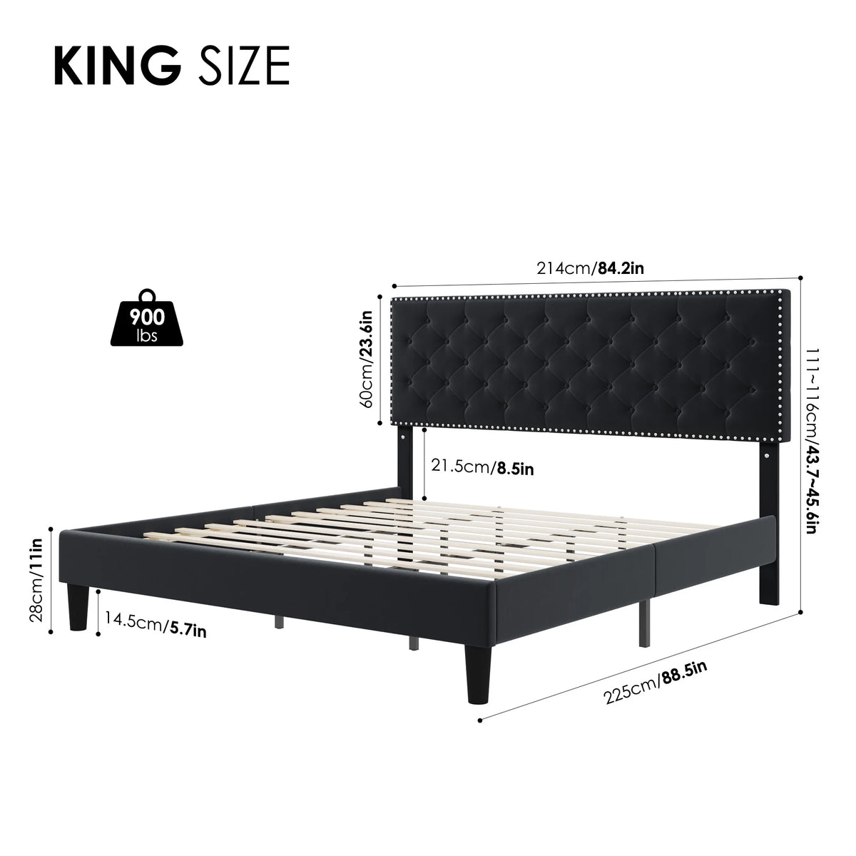 King Size Upholstered Platform Bed with Adjustable Headboard G7931