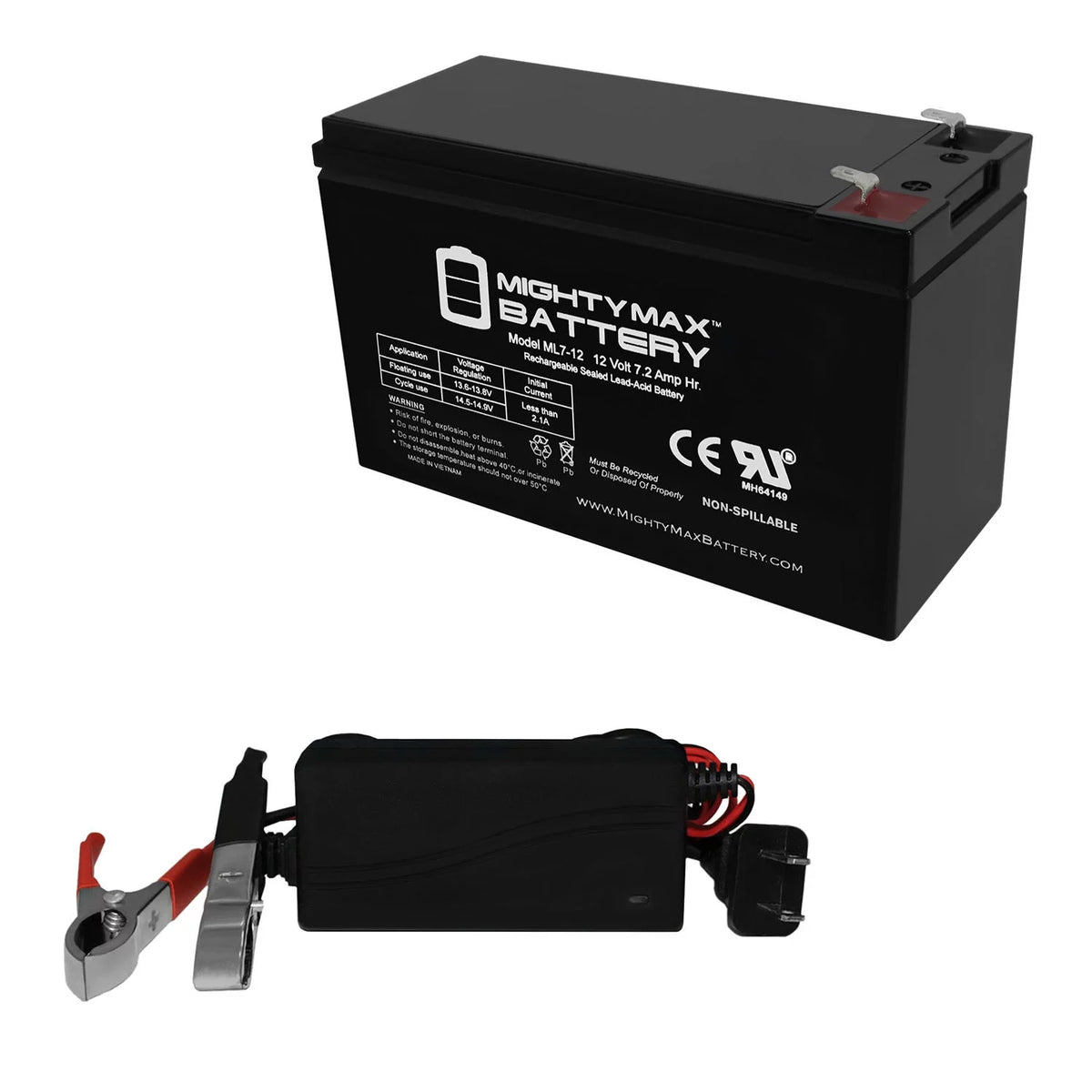 12V 7.2AH Replacement + 12V 1Amp Charger R48492