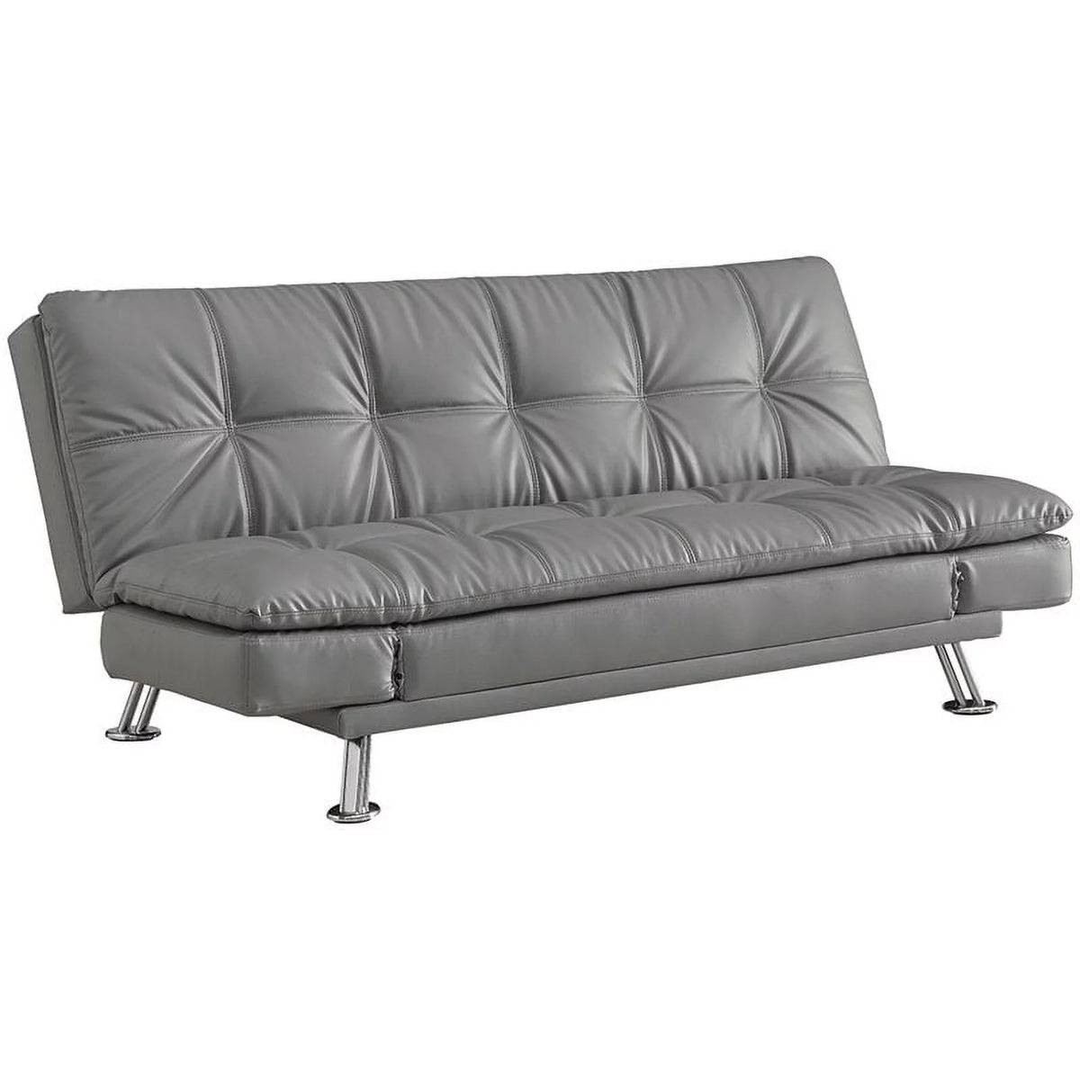 Dark Gray Faux Leather Tufted Sleeper Sofa O306