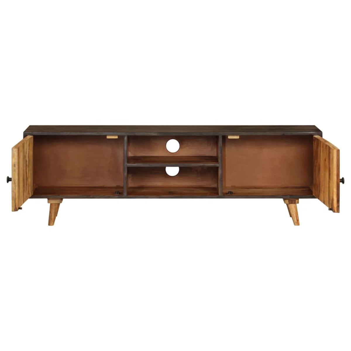 Mango Wood TV Cabinet with 2 Doors and Storage Shelves G2089