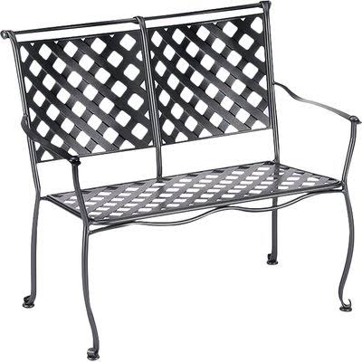 Textured Black Wrought Iron Garden Bench Q24744