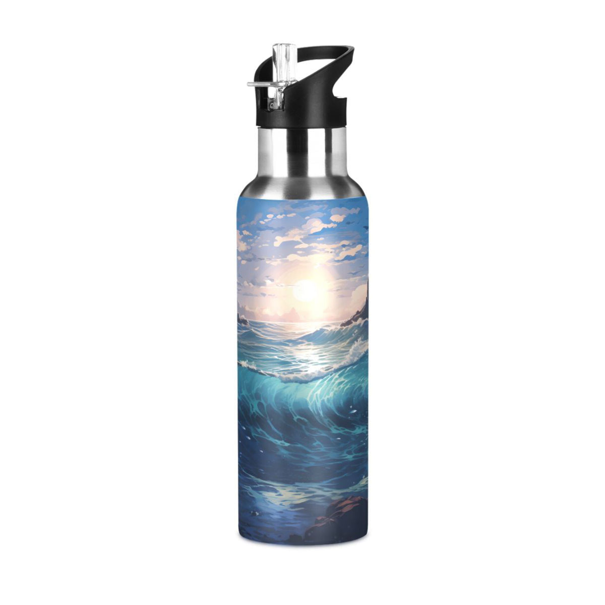 Stainless Steel Insulated Thermos Vacuum Flask Water Bottle with Straw Lid A2234