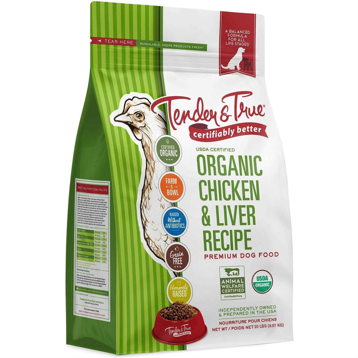 Organic Chicken & Liver Recipe Dry Dog Food R31035