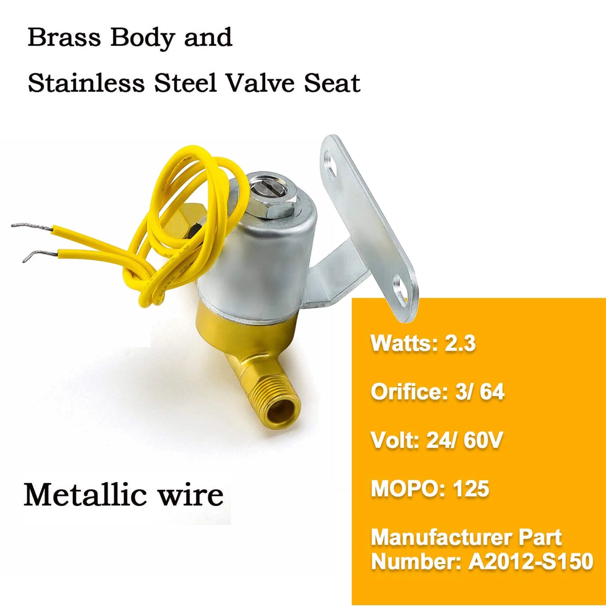 Solenoid Valve Brass 24V 2.3W 60Hz Yellow H58627