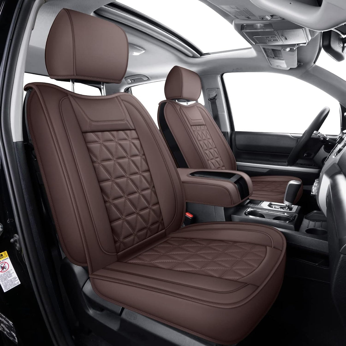 Black & Blue Water Proof Faux Leather Full Set Seat Covers Q43377