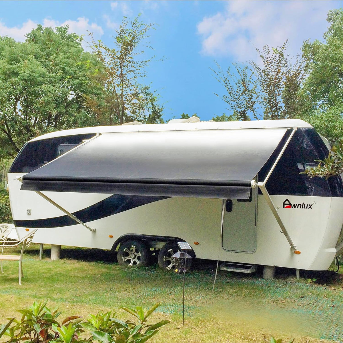 White Manual Retractable RV Awning 20x8 Ft E101735