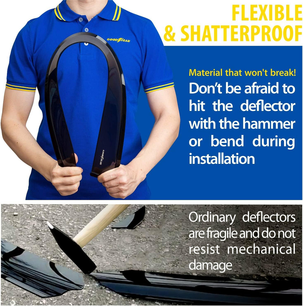 4 pcs Shatterproof Tape-on Window Deflectors W58849