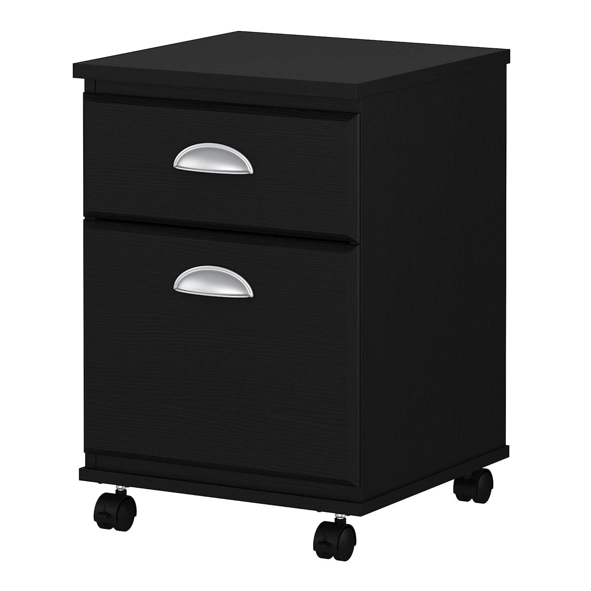 Black Suede Oak 2 Drawer Mobile File Cabinet K6071