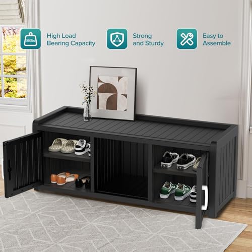 Waterproof UV-Resistant Storage Bench with Adjustable Shelves C507958
