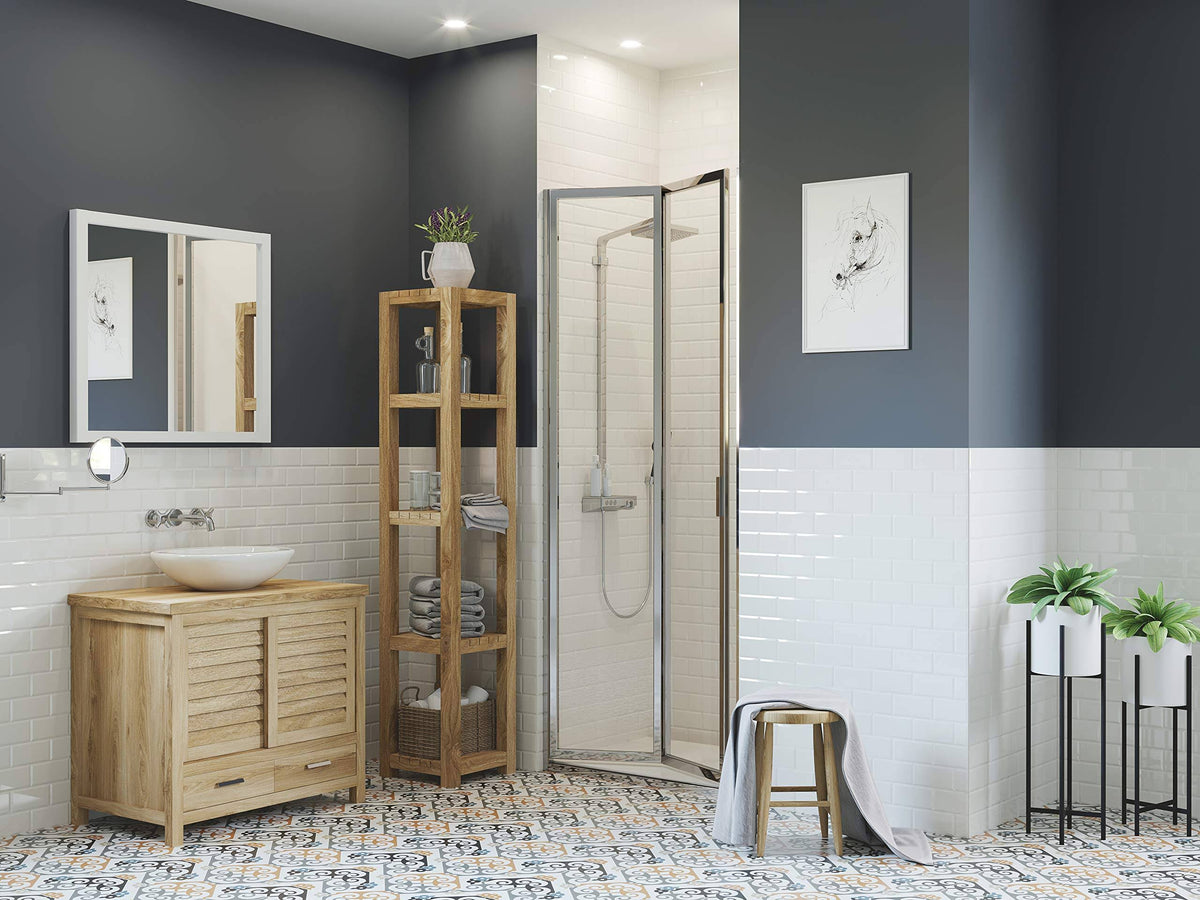 Framed Bi-Fold Double Hinge Shower Door in Clear Glass V542