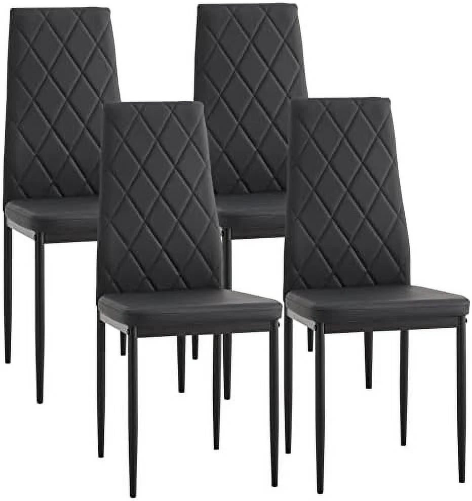 Dining Chairs Set of 6 High Back PU Leather Metal Legs K901