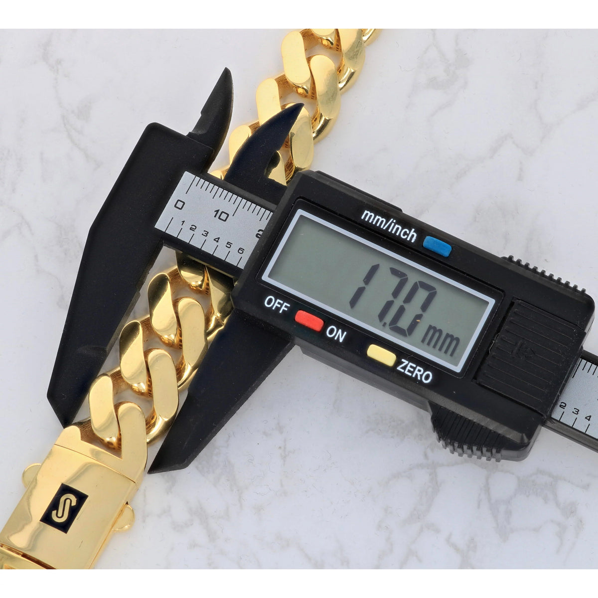 10k Yellow Gold 17mm Cuban Link Chain Necklace T80880