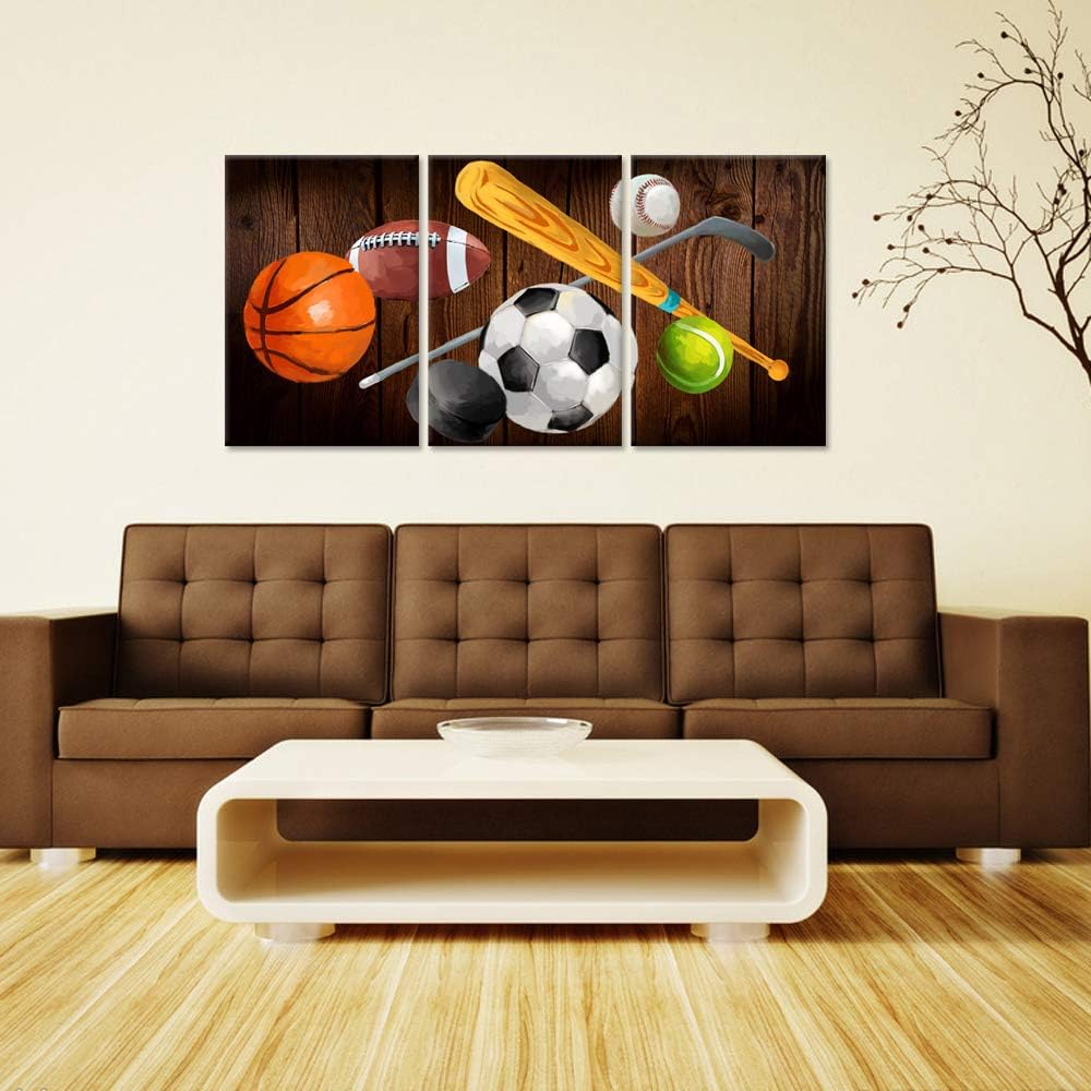 Vintage Sports Canvas Wall Art, 3 Pieces, Stretched and Framed, 16x24inch A4461