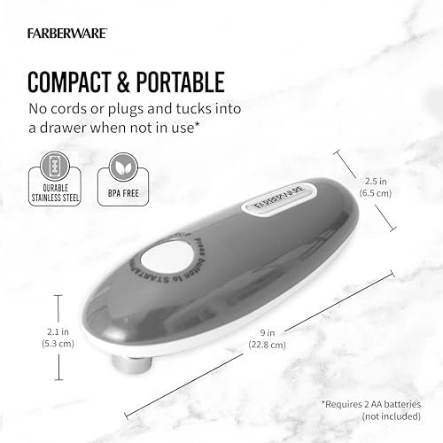 Compact Battery Operated Automatic Can Opener with Magnet, Aqua E291106
