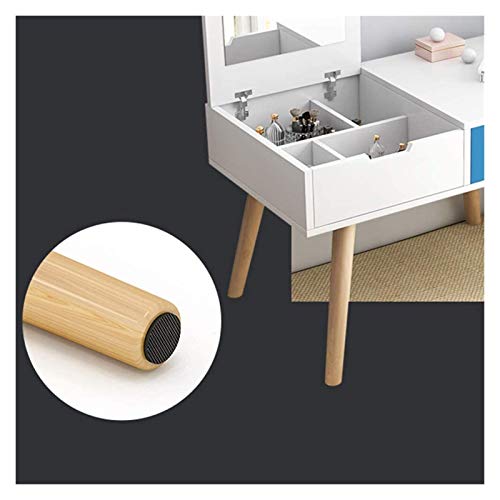 White Blue 2-in-1 Vanity Desk with Flip Top Mirror and Drawers L764