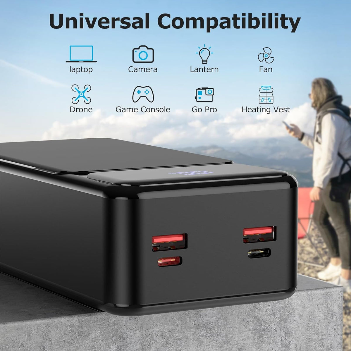 50000mAh 22.5W Fast Charging Portable Charger with USB-C 4 Outputs 2 Inputs LED Display B159416