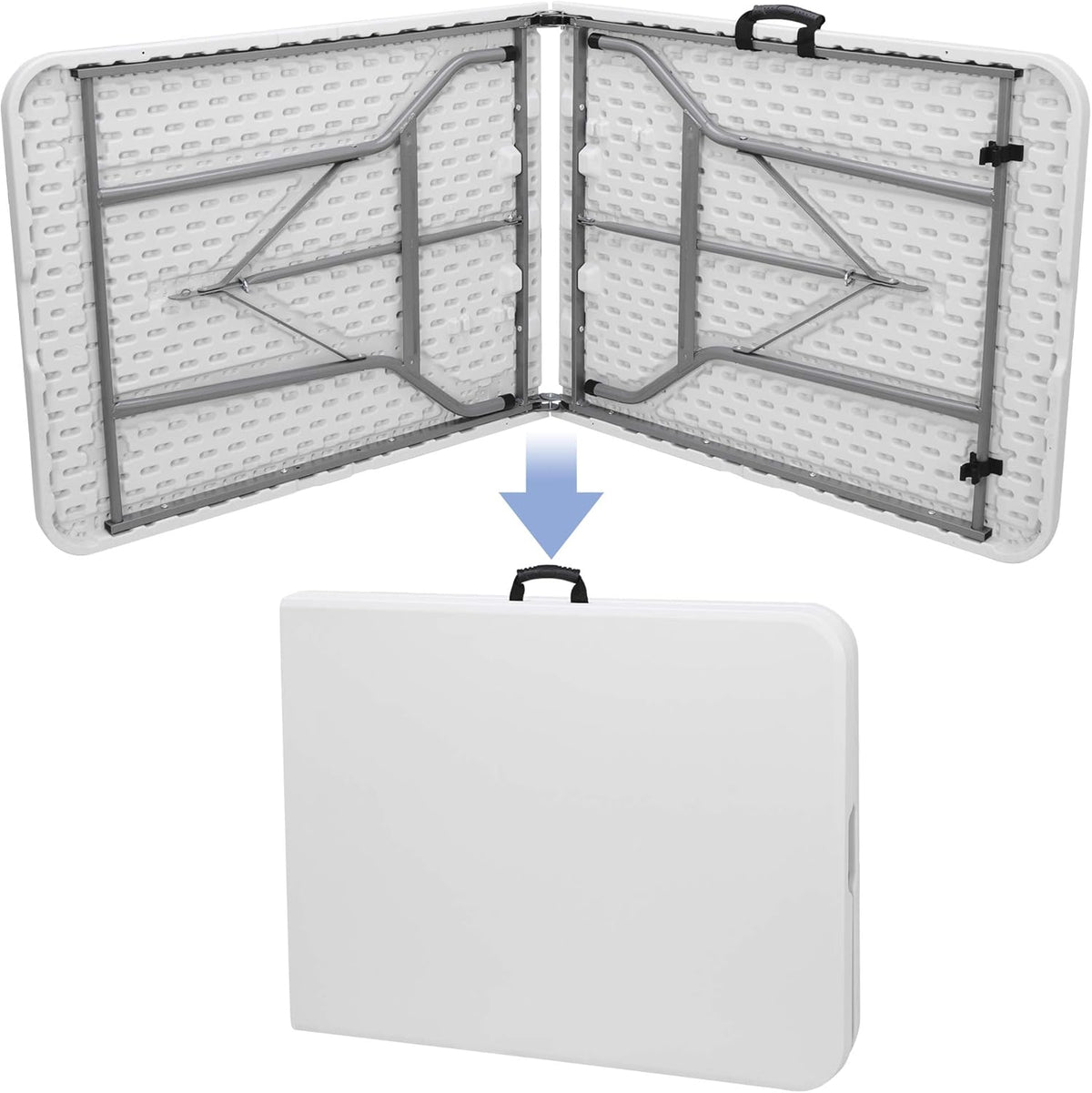 6ft Portable Folding Plastic Table with Handle, White F291041