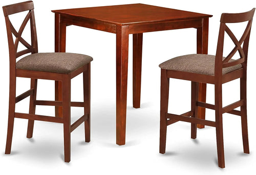 3 Piece Counter Height Set with Square Kitchen Table and 2 Linen Fabric Dining Chairs Y316