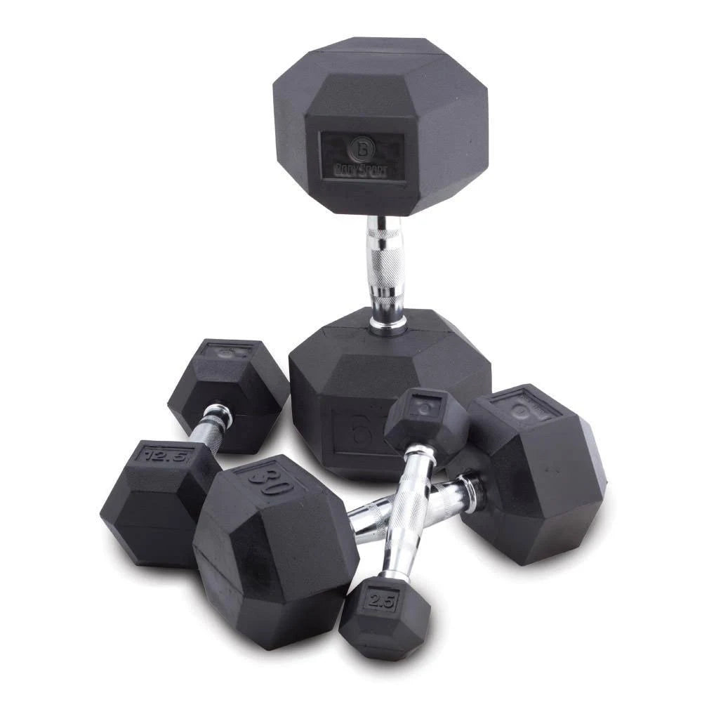 Rubber Encased Hex Dumbbells 60 lb. D81330