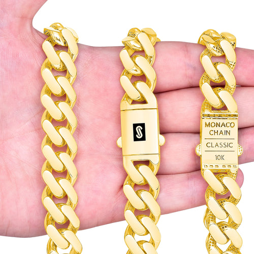 10k Yellow Gold 17mm Cuban Link Chain Necklace T80880