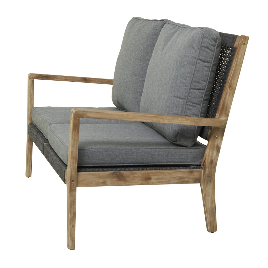 Dark Gray Wood Outdoor Sofa with Cushions K42813