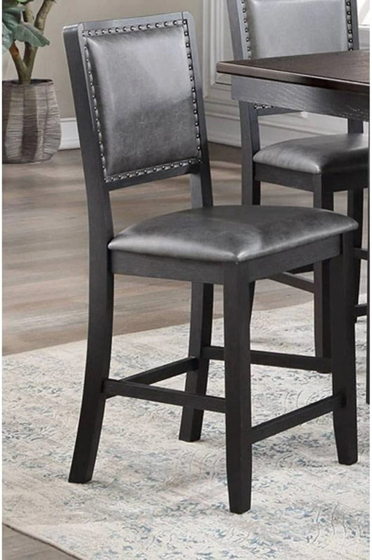 7pc Grey Counter Height Dining Table Set with 6 Chairs K319