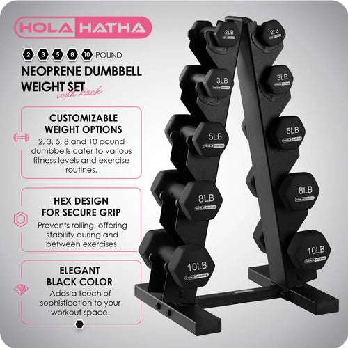 3, 5, and 8 Pound Dumbbell Hand Weight Set with Storage Rack P4538