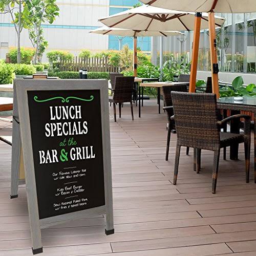 Heavy-Duty Sandwich Board Sidewalk Chalkboard Sign with Chalk Markers, Stencil Set, Chalk, Eraser B90608