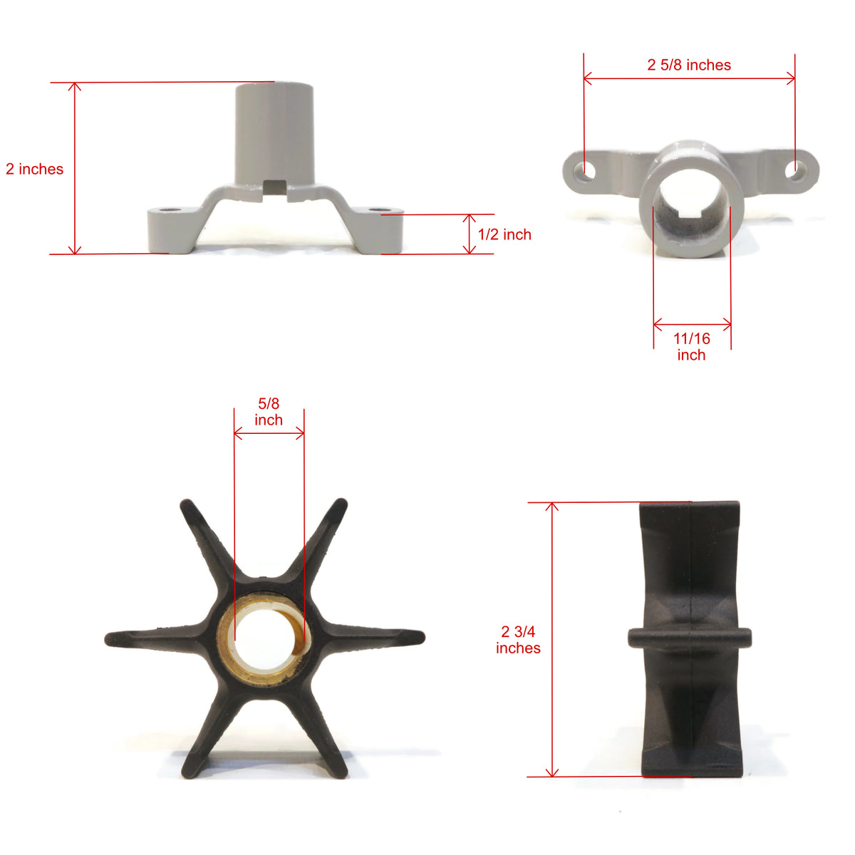 Water Pump Impeller Kit for 60 HP Outboard Boat H217394