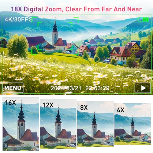Black 64MP Digital Camera with 3" Flip Screen, 32GB SD Card, 2 Batteries T6699