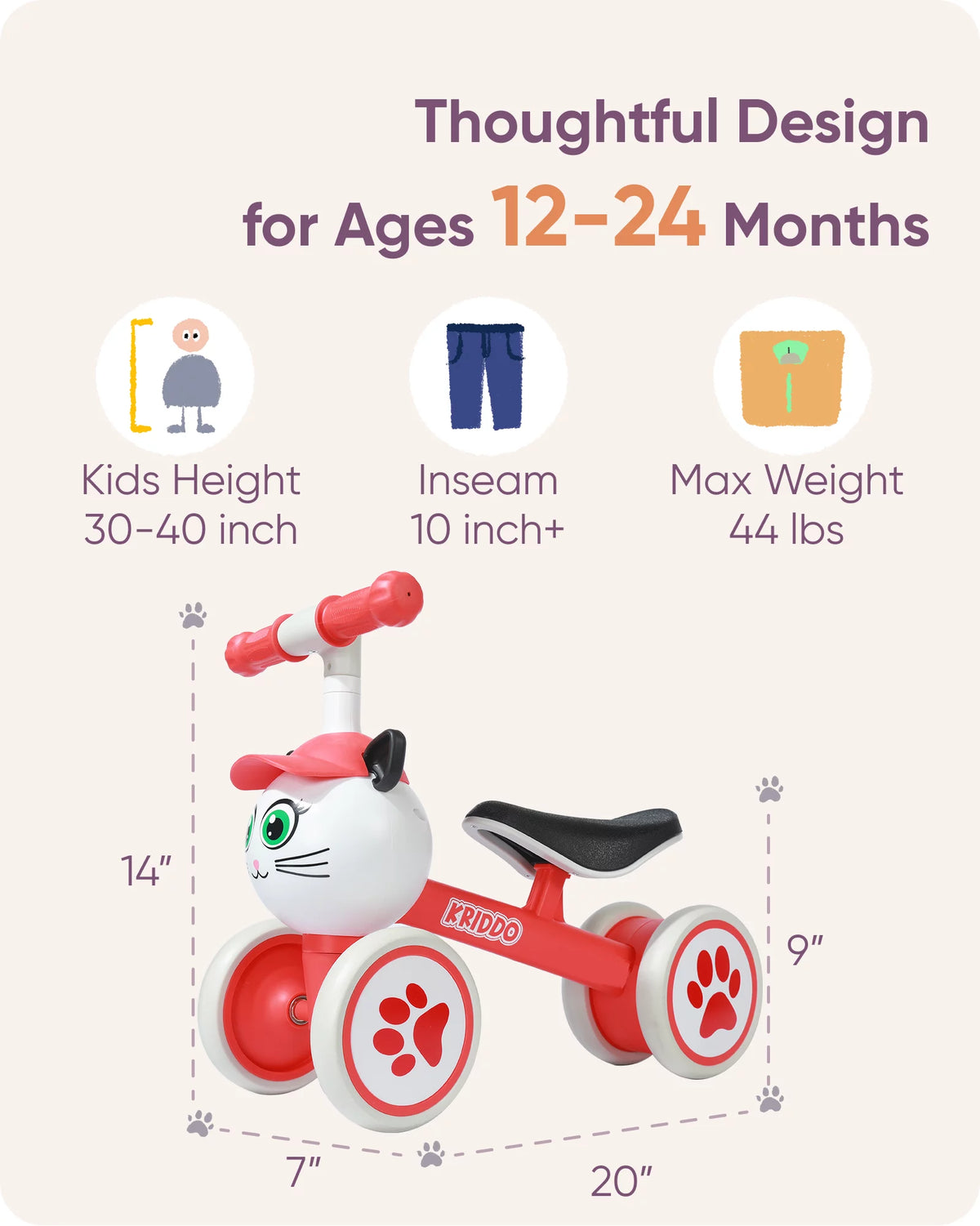 Baby Balance Bike for 1-2 Year Old X657