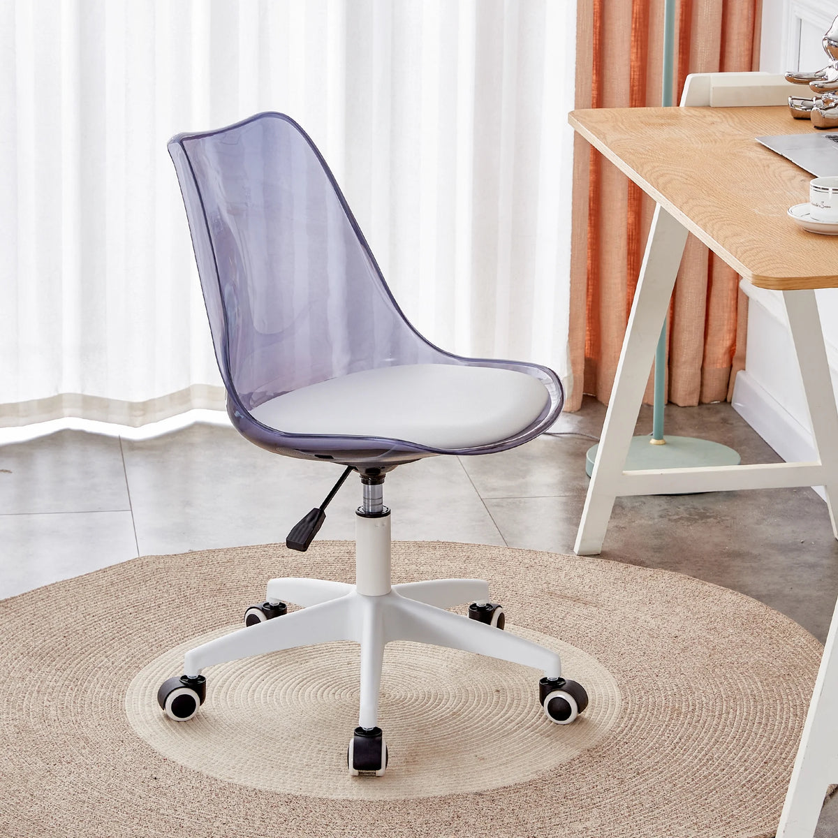 Midnight blue adjustable 360 swivel armless computer chair W4992